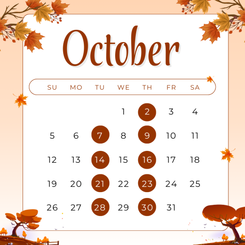 10月份月历图